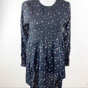 ASOS Black Floral Long Sleeve Dress 0